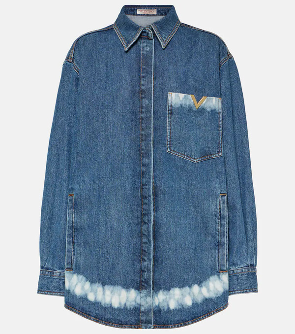  Valentino Valentino Vgold Distressed Denim Shirt 