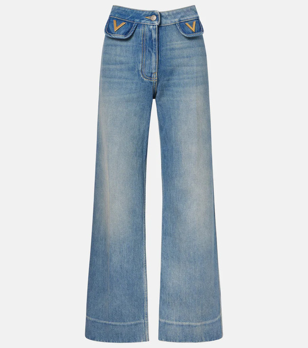  Valentino Valentino Vgold Mid-rise Wide-leg Jeans 