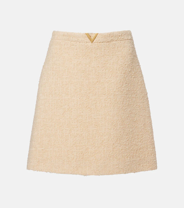  Valentino Valentino Vgold Wool-blend Tweed Miniskirt 