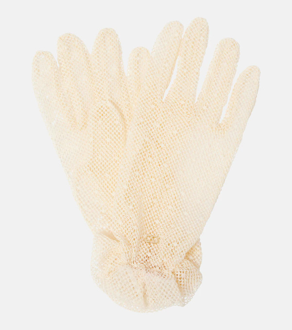  Valentino Valentino Vlogo Cotton-blend Tulle Gloves 