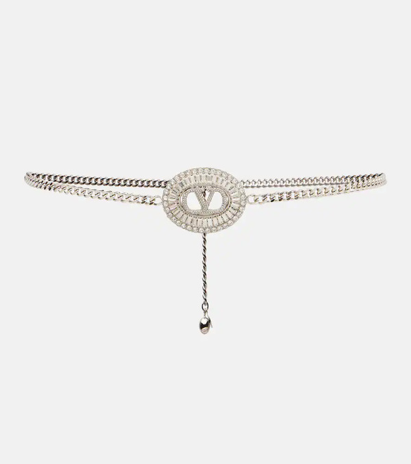  Valentino Valentino Vlogo Crystal-embellished Chain Belt 