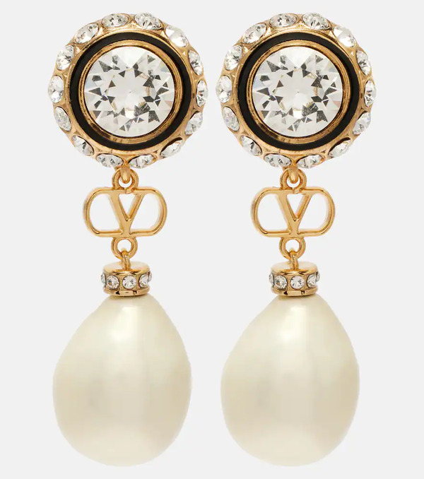  Valentino Valentino Vlogo Embellished Drop Earrings 
