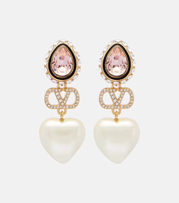  Valentino Valentino Vlogo Embellished Drop Earrings 