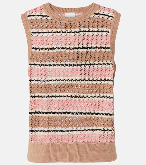  Varley Varley Deeley Striped Cotton Pointelle Top 