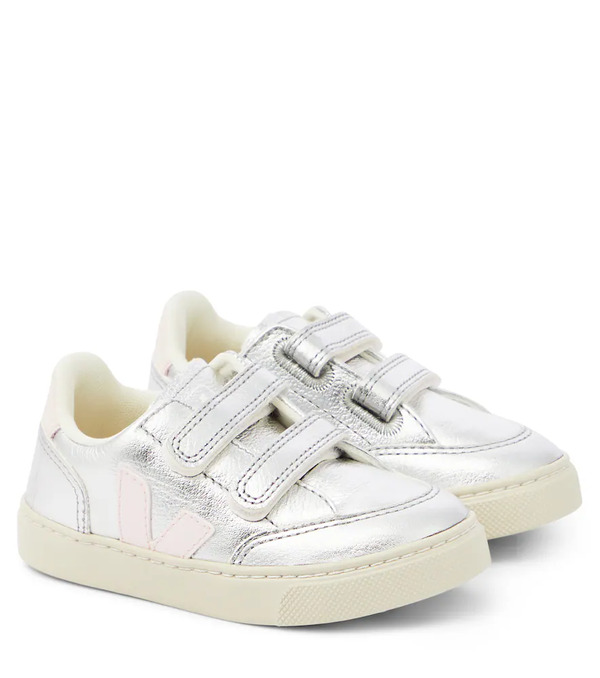  Veja Kids Veja Kids V-12 Metallic Leather Sneakers 