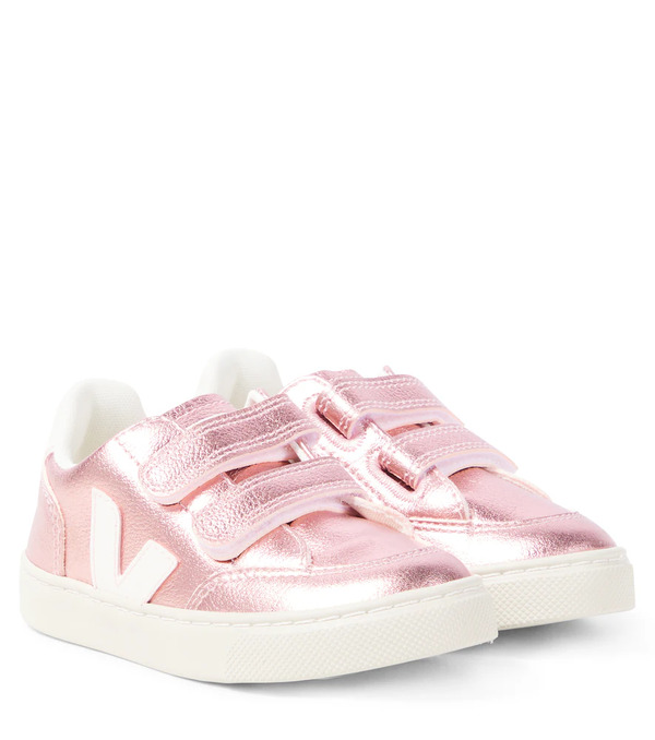  Veja Kids Veja Kids V-12 Metallic Leather Sneakers 