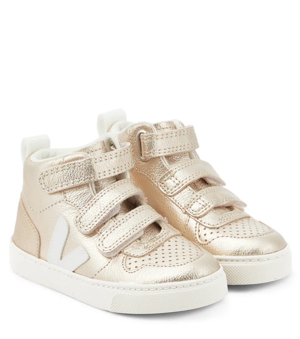  Veja Kids Veja Kids V-10 Mid Metallic Leather Sneakers 