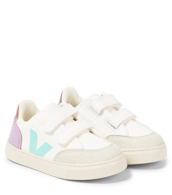  Veja Kids Veja Kids V-12 Suede-trimmed Leather Sneakers 