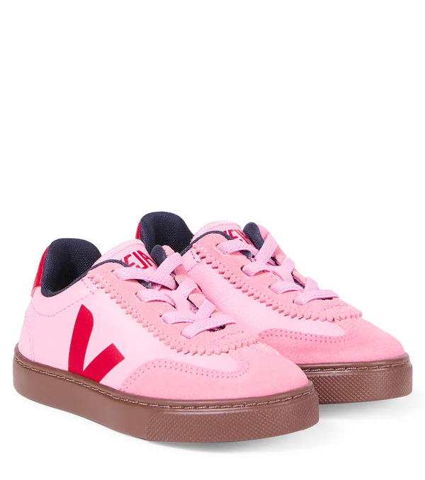  Veja Kids Veja Kids Volley Suede-trimmed Leather Sneakers 