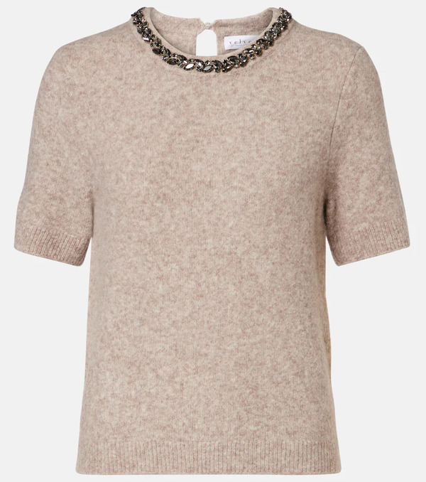  Velvet Velvet Briana Embellished Wool-blend Top 