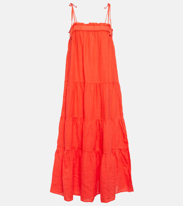  Velvet Velvet Charlie Tiered Linen Maxi Dress 