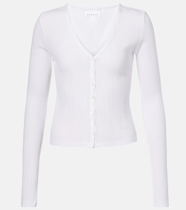  Velvet Velvet Drew Cotton-blend Pointelle Cardigan 