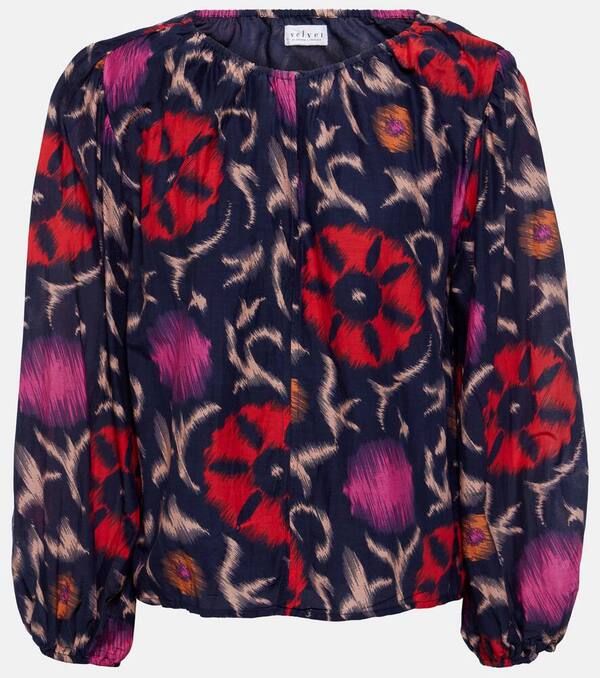  Velvet Velvet Fraser Printed Cotton And Silk Blouse 