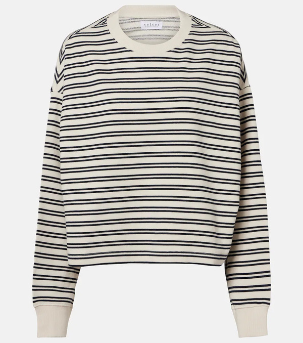  Velvet Velvet Isabelle Striped Cotton Jersey Sweatshirt 