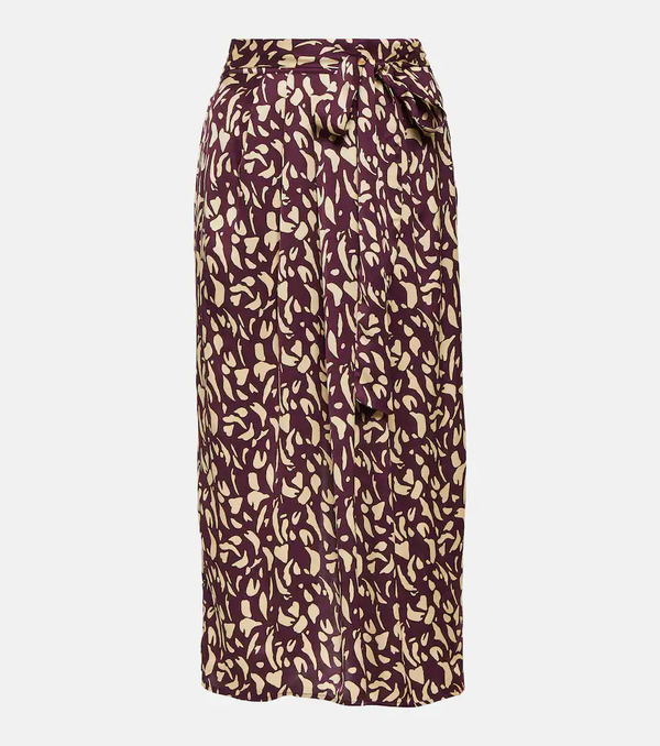  Velvet Velvet Juno Printed Satin Midi Skirt 