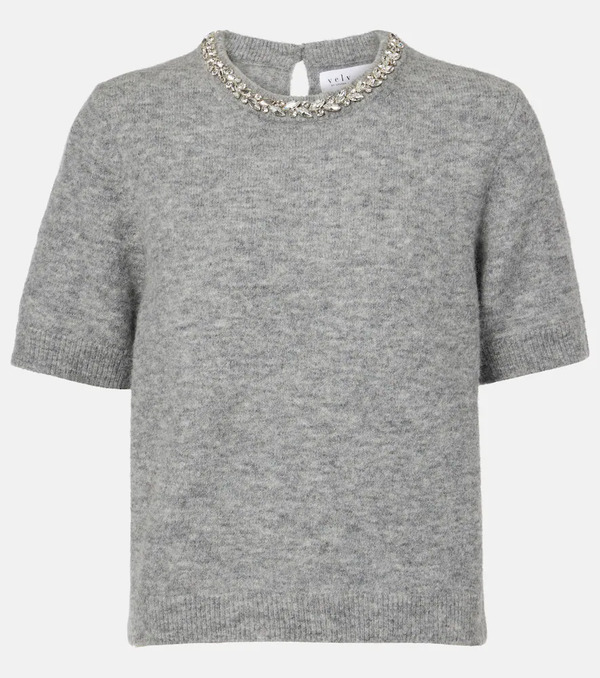  Velvet Velvet Layton Embellished Alpaca And Wool-blend Top 