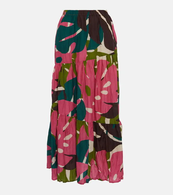  Velvet Velvet Lydia Printed Cotton And Silk Maxi Skirt 