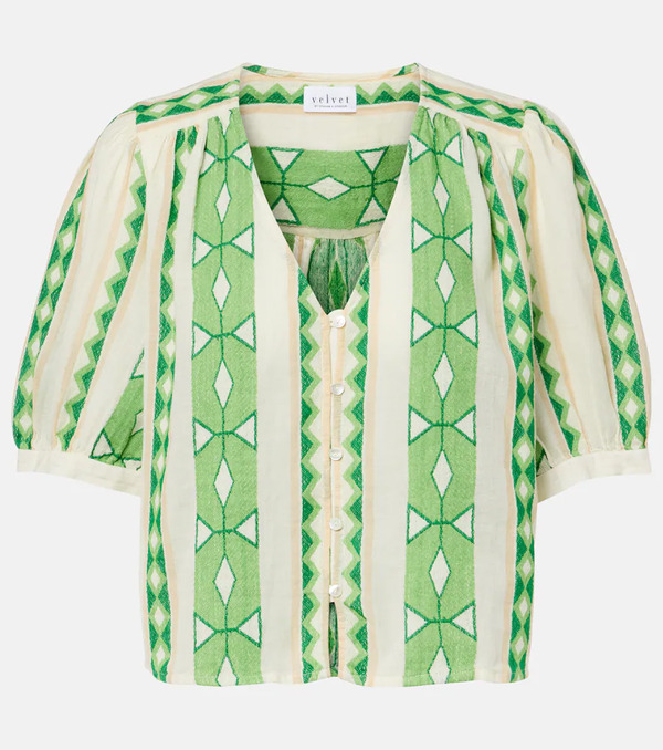  Velvet Velvet Marissa Cotton Jacquard Blouse 