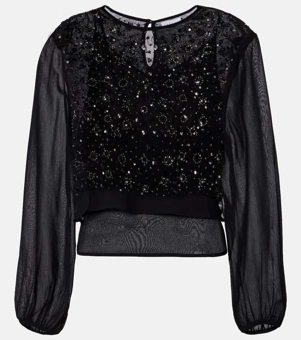  Velvet Velvet Marlowe Sequinned Sheer Top 