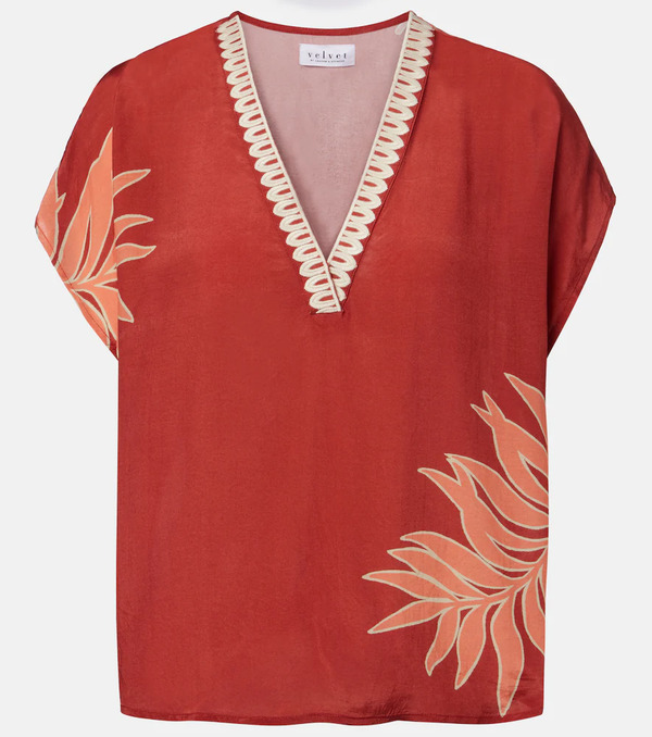  Velvet Velvet Naomi Embroidered Printed Top 