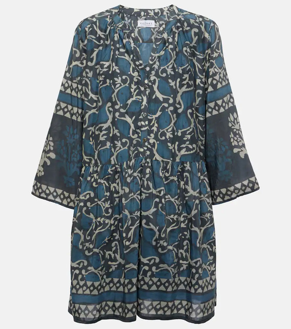  Velvet Velvet Talia Printed Cotton And Silk Minidress 