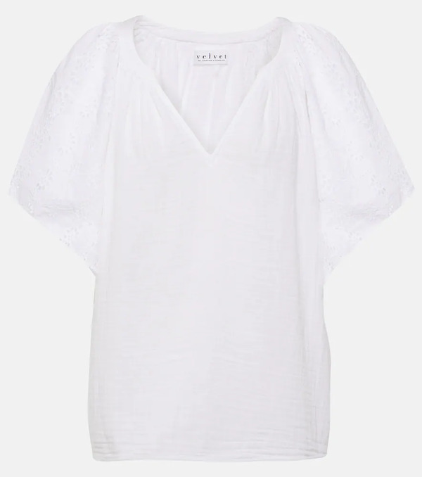  Velvet Velvet Tish Embroidered Cotton Top 