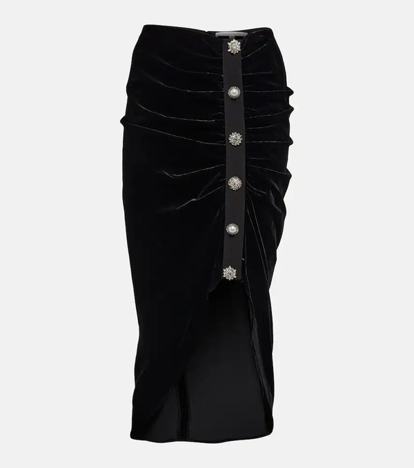  Veronica Beard Veronica Beard Ari Embellished Velvet Midi Skirt 