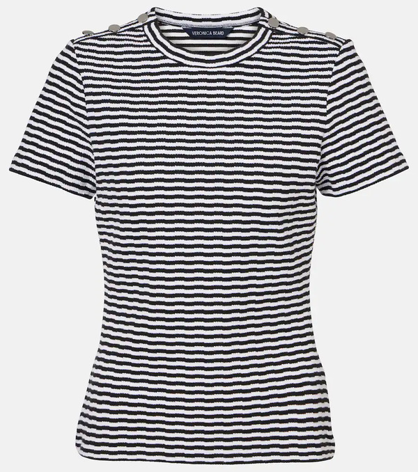  Veronica Beard Veronica Beard Draya Striped Cotton-blend T-shirt 