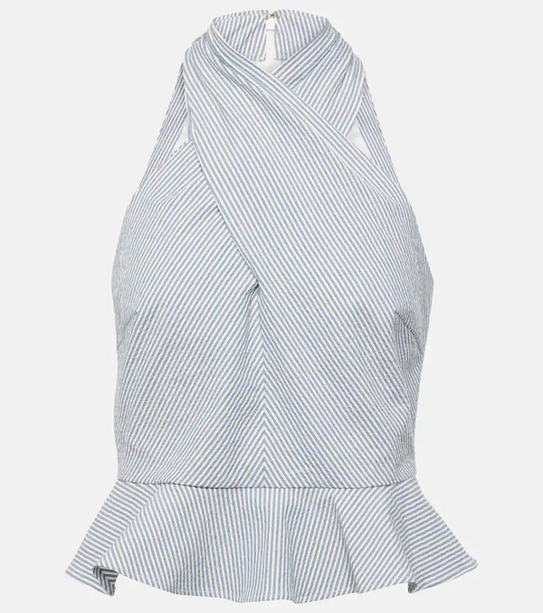  Veronica Beard Veronica Beard Drey Striped Halterneck Cotton Top 