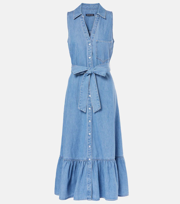  Veronica Beard Veronica Beard Edwina Belted Denim Midi Dress 