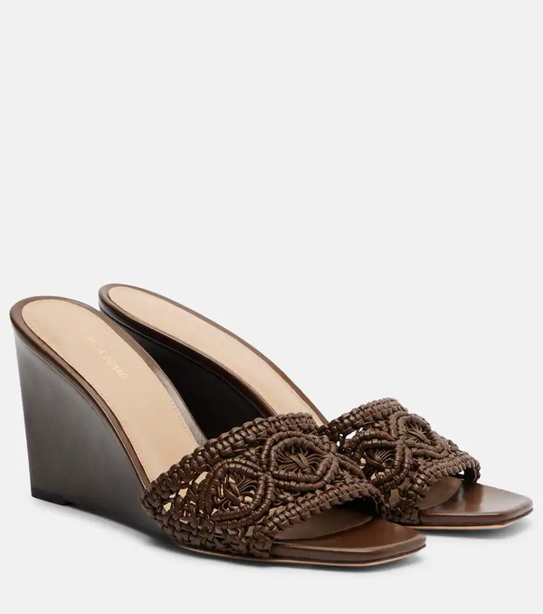 Veronica Beard Veronica Beard Ellen Macramã© Leather Wedge Mules 