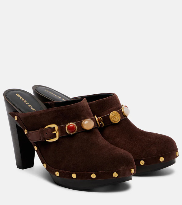  Veronica Beard Veronica Beard Giana Embellished Suede Platform Mules 