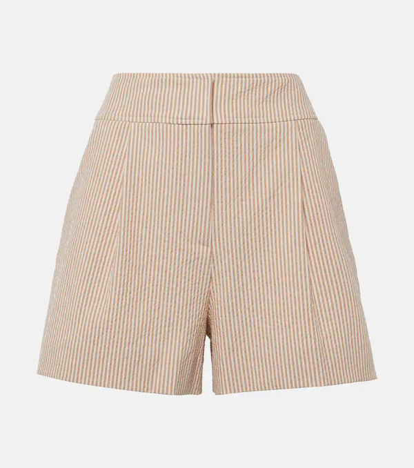  Veronica Beard Veronica Beard Haina High-rise Cotton Seersucker Shorts 