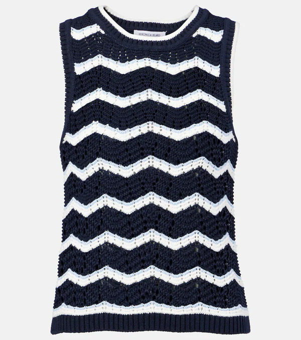  Veronica Beard Veronica Beard Jerrel Cropped Cotton-blend Sweater Vest 