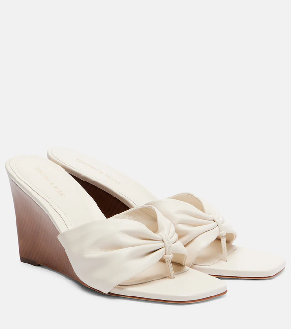 Veronica Beard Veronica Beard Leather Wedge Sandals 