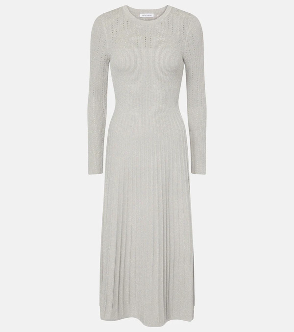  Veronica Beard Veronica Beard Nami Knitted Lamã© Midi Dress 
