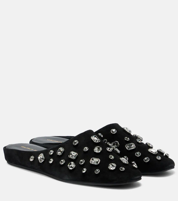  Veronica Beard Veronica Beard Narcisa Crystal-embellished Suede Mules 