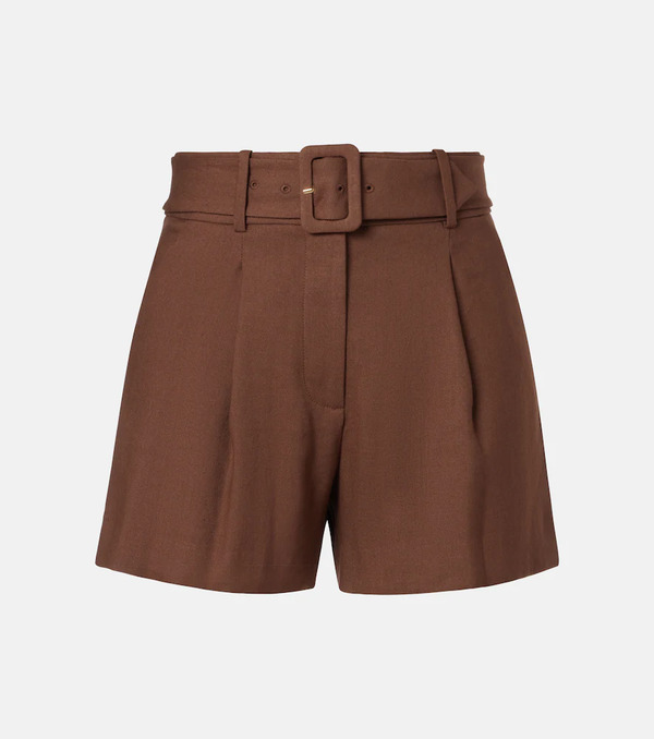  Veronica Beard Veronica Beard Piper Belted Linen-blend Shorts 