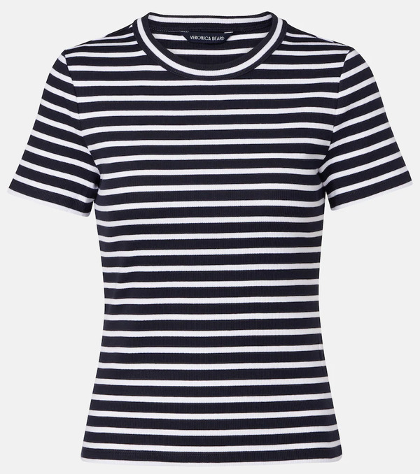  Veronica Beard Veronica Beard Pruitt Striped Cotton-blend T-shirt 