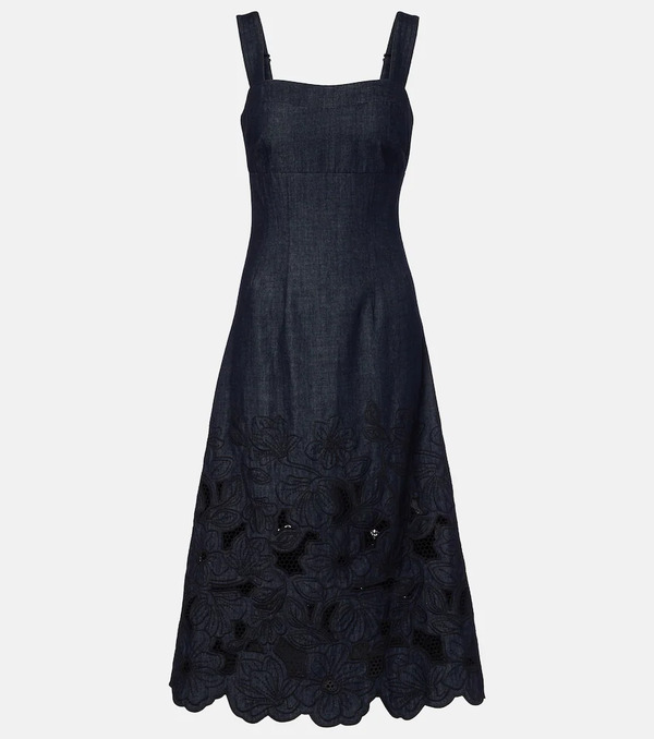  Veronica Beard Veronica Beard Rosaura Floral Denim Midi Dress 