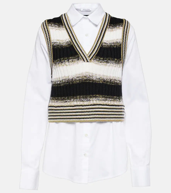  Veronica Beard Veronica Beard Spear Cotton-blend And Wool Shirt 