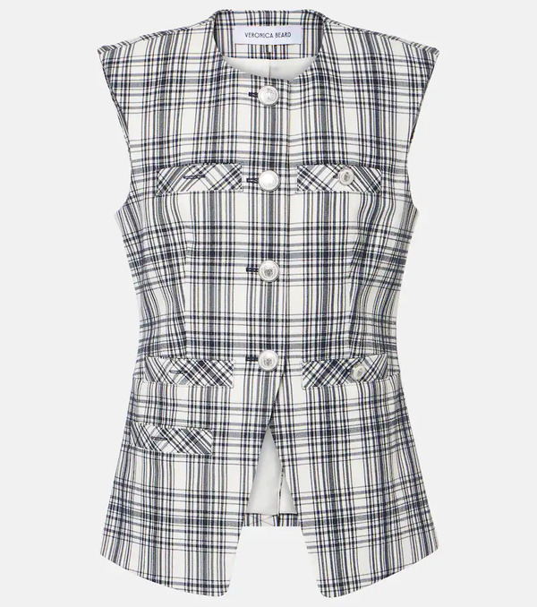  Veronica Beard Veronica Beard Tamara Plaid Cotton-blend Vest 