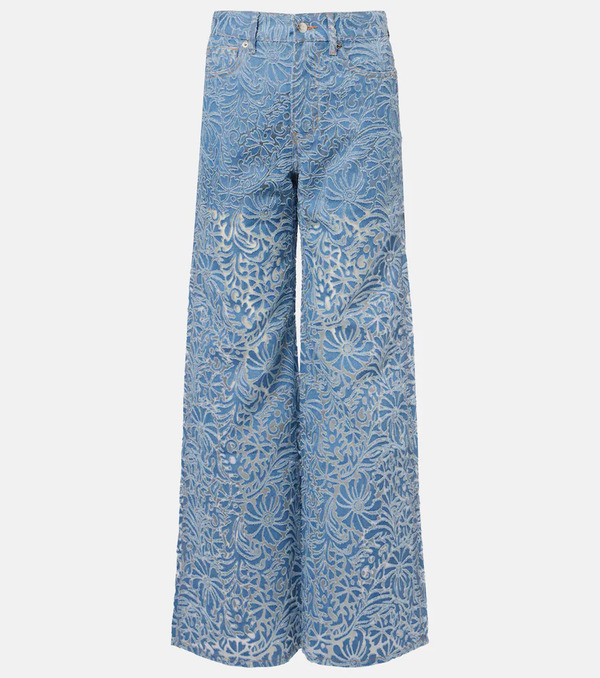  Veronica Beard Veronica Beard Taylor Floral Wide-leg Jeans 
