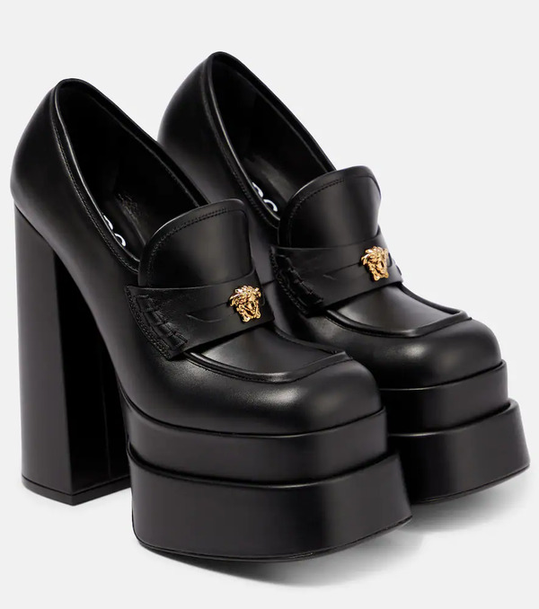  Versace Versace Aevitas Leather Platform Loafer Pumps 
