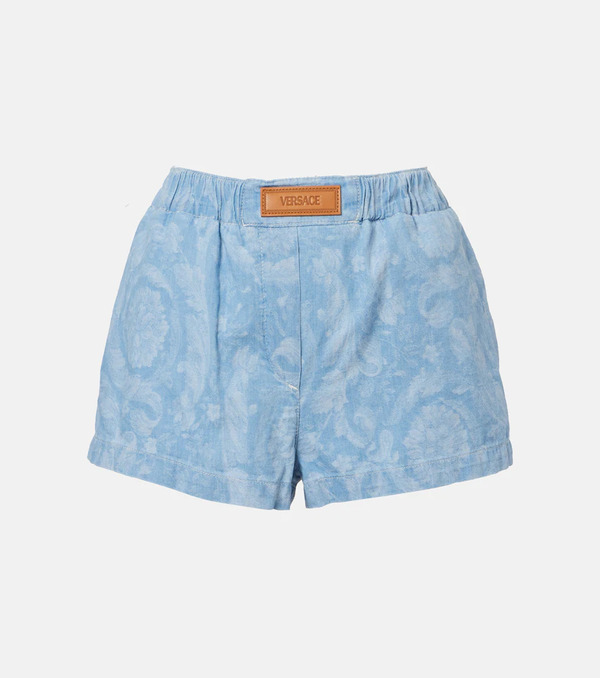  Versace Versace Barocco Denim Chambray Shorts 