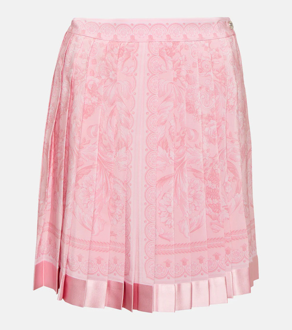  Versace Versace Barocco Pleated Silk Miniskirt 