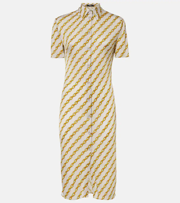  Versace Versace Chain Stripe Satin Shirt Dress 