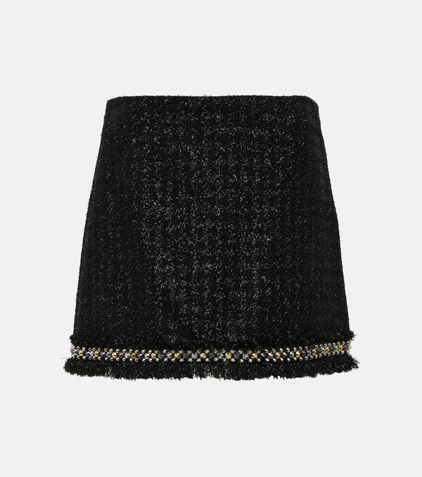  Versace Versace Embellished Metallic Tweed Miniskirt 