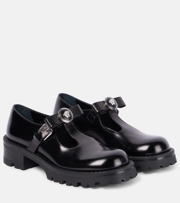  Versace Versace Gianni Ribbon Leather Flats 