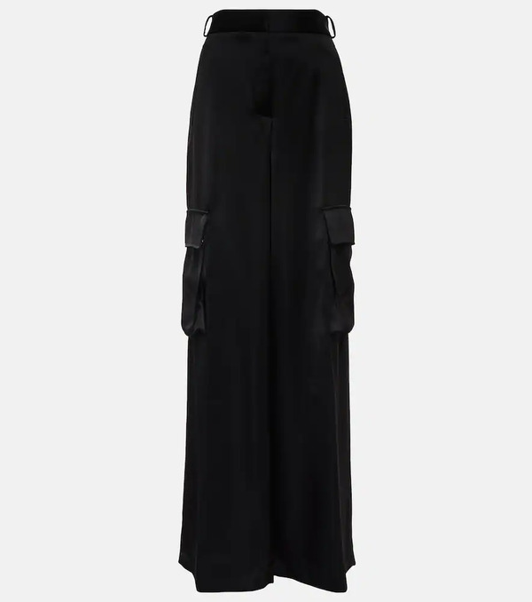  Versace Versace High-rise Wide-leg Satin Cargo Pants 